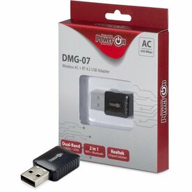 Inter-Tech DMG-07 | Wi-Fi 5 &amp; Bluetooth 4.2 USB Adapter | 650 Mbps | Dual-band (2,4 GHz / 5 GHz) | Zwart