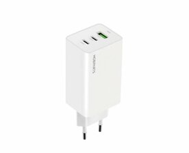 Mobiparts GaN Wall Charger | 2x USB-C &amp; 3.0 USB-A QC 65W | Wit