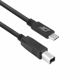 ACT | USB 2.0 Kabel | USB-C naar USB-B | 1,8m | Zwart