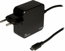 Inter-Tech Argus PD-2045 | Universele USB-C Oplader 45W | Zwart | Met Ge&iuml;ntegreerde Kabel