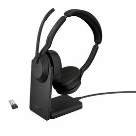 Jabra Evolve2 55 MS Stereo | Bluetooth &amp; USB-A Headset | Met Oplaadhouder | Zwart | Voor Kantoor &amp; Callcenter