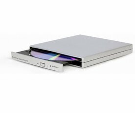 Gembird DVD‑USB‑02‑SV | Externe USB CD/DVD Brander en Speler | Zilver | USB 2.0 | Compact Plug &amp; Play Design