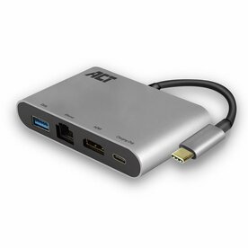 ACT AC7040 | USB-C naar HDMI multiport adapter | Met ethernet | Zilver