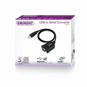 Eminent EM1016 seri&euml;le kabel Zwart 0,6 m USB A RS-232