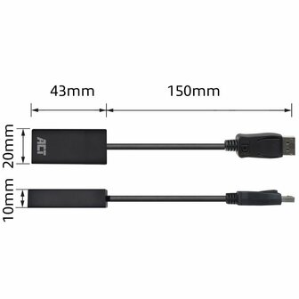 ACT DisplayPort naar HDMI female adapter, 4K, Zip Bag