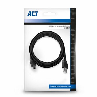 ACT AC3050 USB-kabel 1,8 m USB 2.0 USB A Mini-USB B Zwart