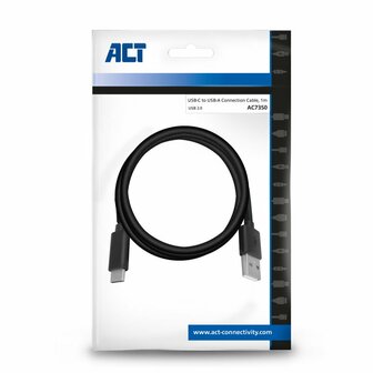 ACT AC7350 USB-kabel 1 m USB 2.0 USB C USB A Zwart