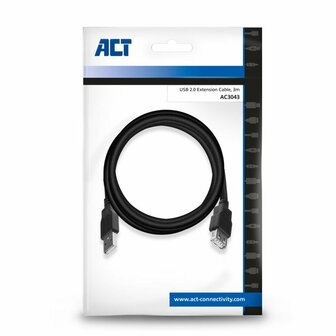 ACT AC3043 USB-kabel 3 m USB 2.0 USB A Zwart