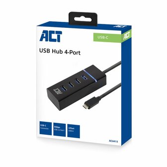 ACT AC6415 interface hub USB 3.2 Gen 1 (3.1 Gen 1) Type-C 5000 Mbit/s Zwart