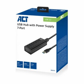 ACT AC6315 interface hub USB 3.2 Gen 1 (3.1 Gen 1) Type-A 5000 Mbit/s Zwart