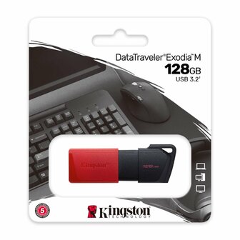 Kingston Technology DataTraveler Exodia M USB flash drive 128 GB USB Type-A 3.2 Gen 1 (3.1 Gen 1) Zwart, Rood