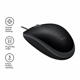 Logitech B110 Silent muis Ambidextrous USB Type-A Optisch 1000 DPI