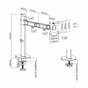 ACT AC8335 flat panel bureau steun 81,3 cm (32&quot;) Klem/doorvoer Zilver