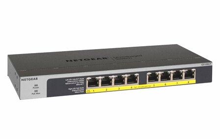 NETGEAR GS108LP | Unmanaged Switch | 8 Poorten | Gigabit Ethernet (10/100/1000 Mbps) | 8x PoE+ (60W) | FlexPoE | Fanless | 1U Rackmount