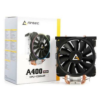 Antec A400 RGB Processor Koeler 12 cm Zwart, Koper, Metallic