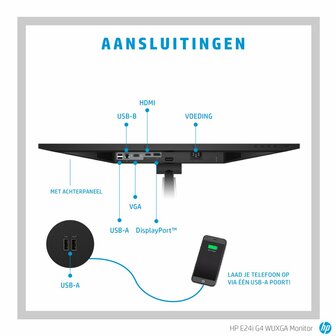 HP E-Series E24i G4 61 cm (24&quot;) 1920 x 1200 Pixels WUXGA Zwart, Zilver