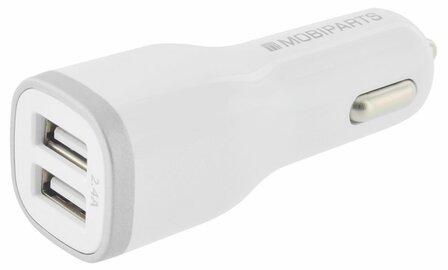 Mobiparts Car Charger Dual USB 2.4A White