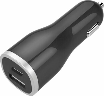 Mobiparts Car Charger Dual USB-A en USB-C 2.4A Black