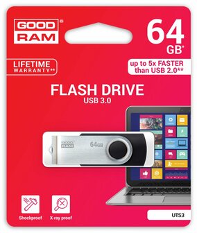 Goodram UTS3 | 64GB USB-A 3.2 Flash Drive | Zwart