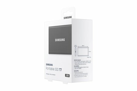 Samsung T7 | Externe SSD | 2TB | USB 3.2 Gen 2 | 1.050MB/s | Grijs | Compact &amp; Snel