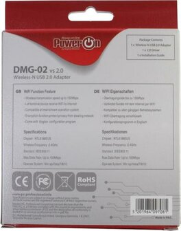 Inter-Tech DMG-02 | Wi-Fi 4 USB Nano Adapter | 150 Mbps | 2,4 GHz | USB 2.0