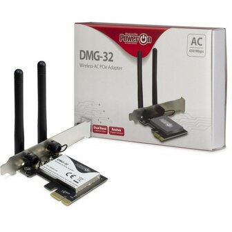 Inter-Tech DMG-32 | Interne WLAN-adapter | PCIe x1 | Wi-Fi 5 (802.11ac) | Dual-band 2,4 &amp; 5 GHz | 650 Mbps | 2x 2dBi antennes
