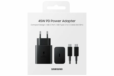 Samsung EP-T4510 | USB-C Oplader 45W inclusief USB-C Kabel | Zwart