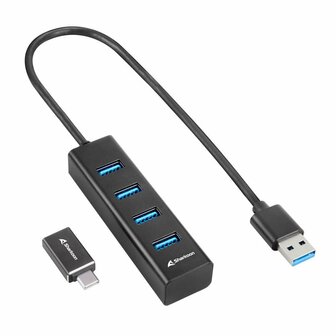 Sharkoon 4044951037582 interface hub USB 3.2 Gen 1 (3.1 Gen 1) Type-C 5000 Mbit/s Zwart