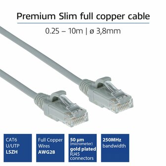 ACT DC9000 netwerkkabel Grijs 0,5 m Cat6 U/UTP (UTP)