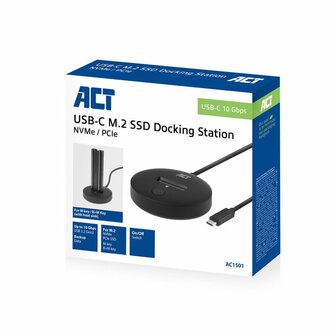 ACT AC1501 basisstation voor opslagstations USB 3.2 Gen 2 (3.1 Gen 2) Type-C Zwart