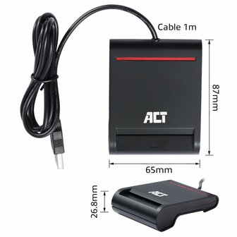 ACT AC6015 smart card reader Binnen USB USB 2.0 Zwart