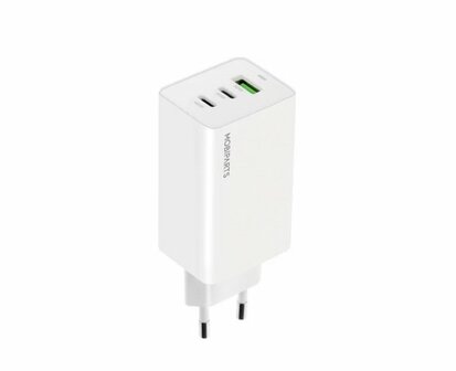 Mobiparts GaN Wall Charger USB-Cx2/USB-A3.0/QC 65W Wit