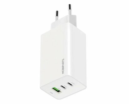 Mobiparts GaN Wall Charger USB-Cx2/USB-A3.0/QC 65W Wit