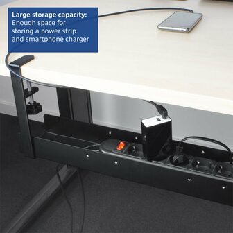 ACT Verstelbare Kabelgoot | Onder-bureau montage | Kabelmanagement | Metaal | Zwart