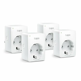 TP-Link Tapo P100 (4-pack) | Slimme Wi-Fi-stekker | 2300W | Spraakbesturing | Schema &amp; Timer | Compact ontwerp | Wit