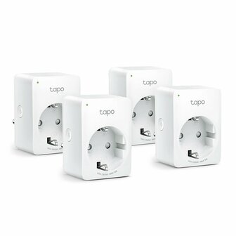 TP-Link Tapo P100 (4-pack) | Slimme Wi-Fi-stekker | 2300W | Spraakbesturing | Schema &amp; Timer | Compact ontwerp | Wit