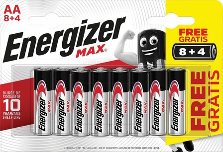 AA Batterij Energizer Max 8+4