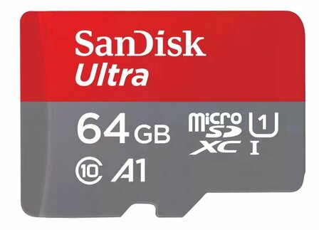 SanDisk Ultra | MicroSDXC | 64GB | Class 10 | UHS-I U1 | A1 | Tot 140MB/s | Inclusief SD-adapter