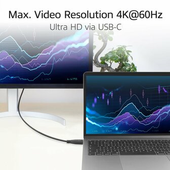 ACT AC7471 | USB 3.2 Gen 2 Kabel | USB-C (recht) naar USB-C (haaks boven/beneden) | 60W | 10Gbps | 1m | Zwart