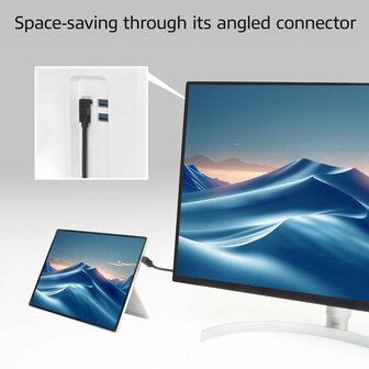 ACT AC7477 | USB 3.2 Gen 2 Kabel | USB-C (haaks boven/beneden) naar USB-C (haaks boven/beneden) | 60W | 10Gbps | 1m | Zwart