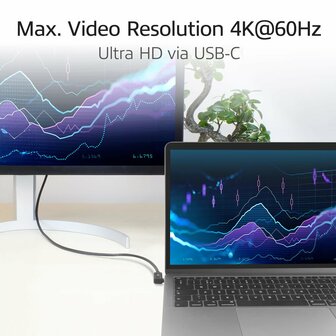 ACT AC7481 | USB 3.2 Gen 2 Kabel | USB-C (haaks links/rechts) naar USB-C (haaks boven/beneden) | 60W | 10Gbps | 1m | Zwart