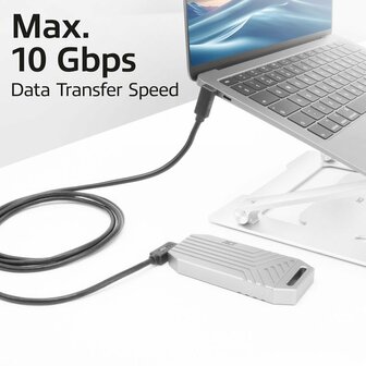 ACT AC7481 | USB 3.2 Gen 2 Kabel | USB-C (haaks links/rechts) naar USB-C (haaks boven/beneden) | 60W | 10Gbps | 1m | Zwart