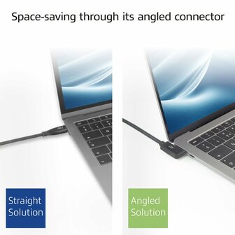 ACT AC7486 | USB 3.2 Gen 2 Kabel | USB-C (haaks links/rechts) naar USB-C (haaks links/rechts) | 60W | 10Gbps | 0,5m | Zwart
