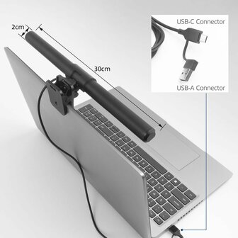 ACT AC8050 | Clip-on Laptop LED-lamp | Dimbaar | Voeding via USB