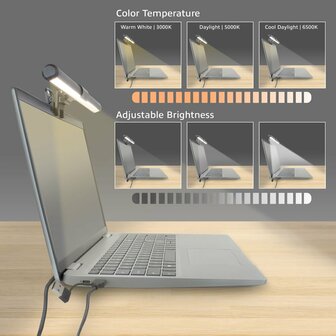 ACT AC8050 | Clip-on Laptop LED-lamp | Dimbaar | Voeding via USB