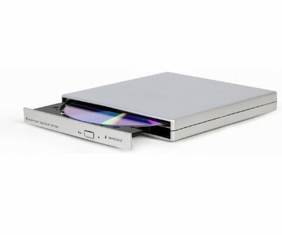 Gembird DVD‑USB‑02‑SV | Externe USB CD/DVD Brander en Speler | Zilver | USB 2.0 | Compact Plug &amp; Play Design