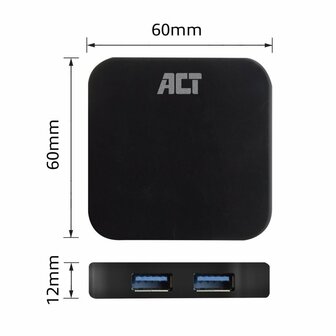 ACT AC6410 | USB 3.2 Gen 2 Hub | Type-C | 5 Gbit/s | Zwart
