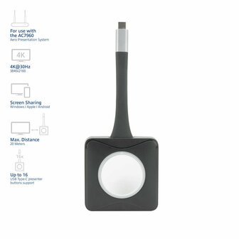 ACT Aero 4K Presentator Knop (AC7961) | USB-C | 4K | Draadloos | Tot 20m | Plug and Play