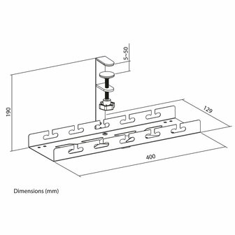 ACT Kabelgoot voor onder bureau | Klemsysteem | 40 cm | Zonder boren | Staal | Zwart