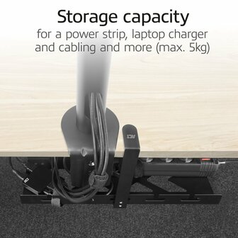 ACT Kabelgoot voor onder bureau | Klemsysteem | 40 cm | Zonder boren | Staal | Zwart